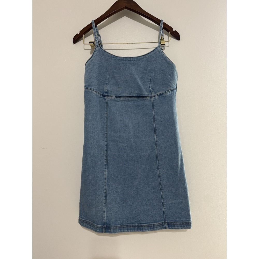 Lone Star Blue Denim Mini Dress Medium Wash Sleeveless Scoop Neck Size M